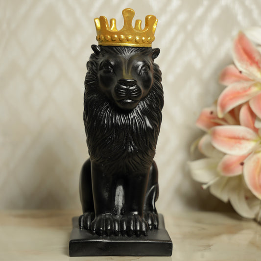 Black King Lion Sculpture Artilicor