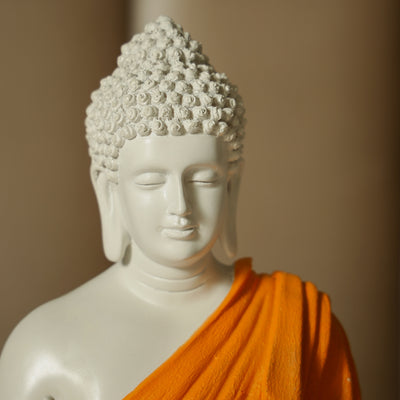 Blessing Buddha in White and Orange