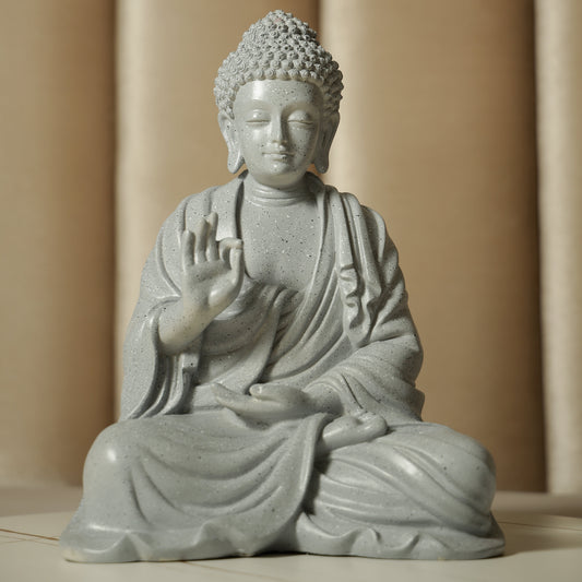 Blessing Buddha In Bluish Marble Finish