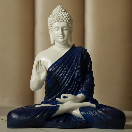Blessing Buddha in White and Blue Artilicor