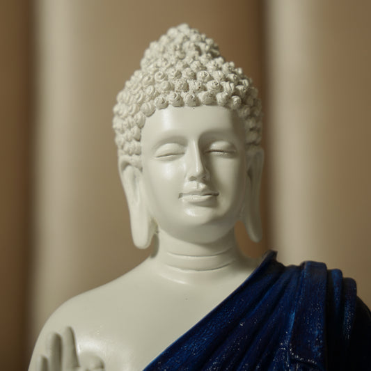 Blessing Buddha in White and Blue Artilicor
