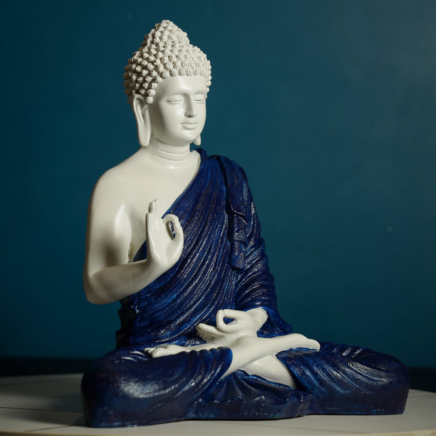 Blessing Buddha in White and Blue