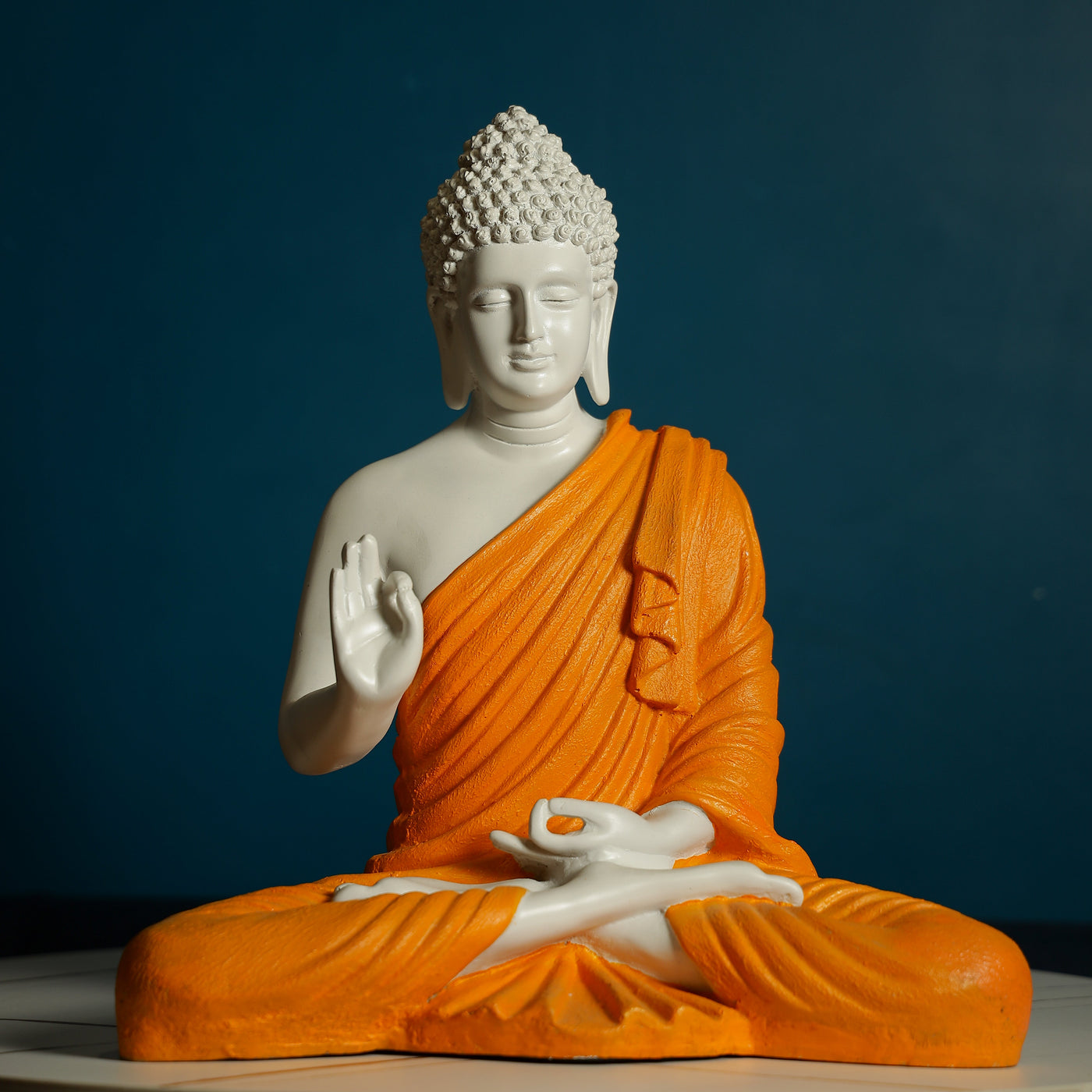 Blessing Buddha in White and Orange