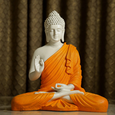 Blessing Buddha in White and Orange