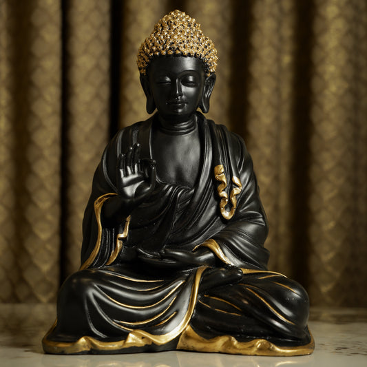 Blessing Buddha Black and Gold Artilicor