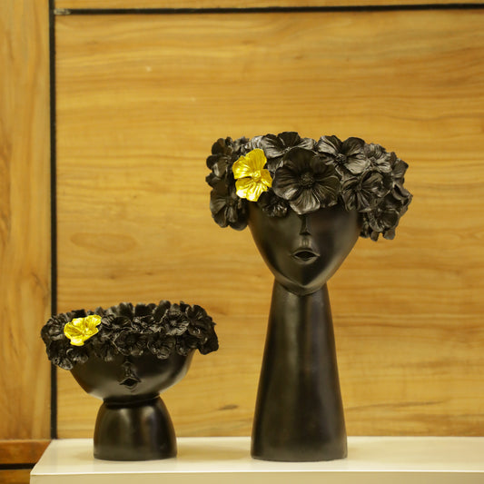 Lady planter With Flowerhead (Set Of 2) Artilicor